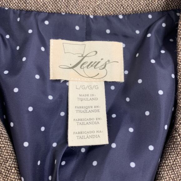 Levis Blazer Womens L Large Brown One Button Wool Blend Polka Dot Lined Jacket - Picture 8 of 13